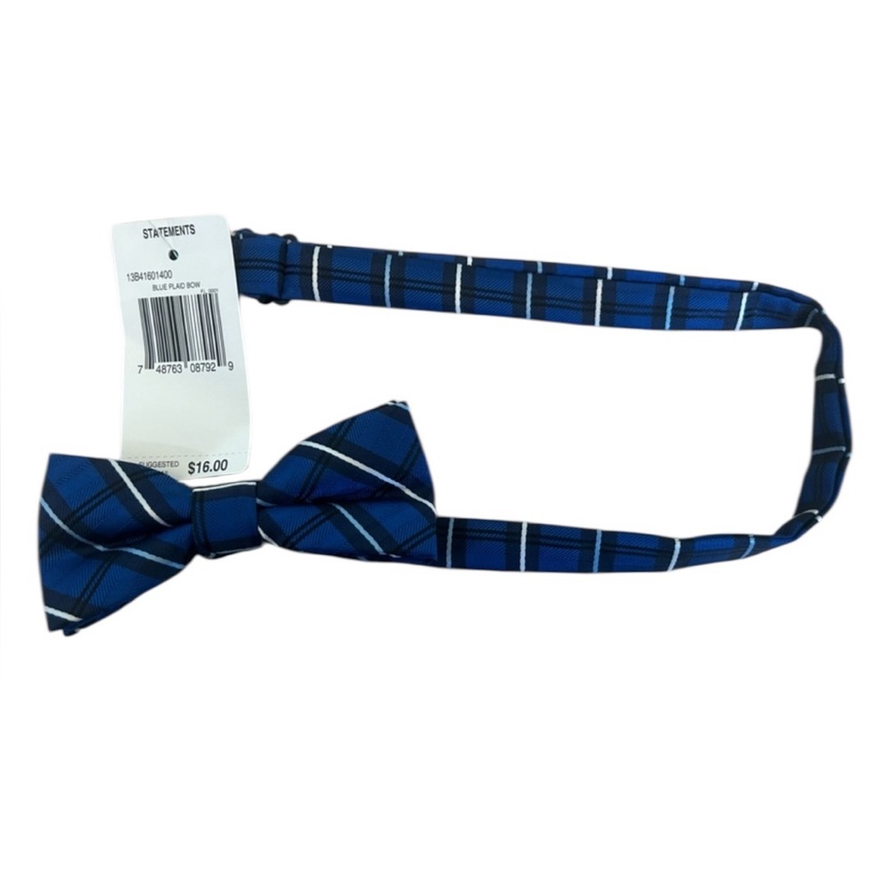 Blue Plaid Bow Tie